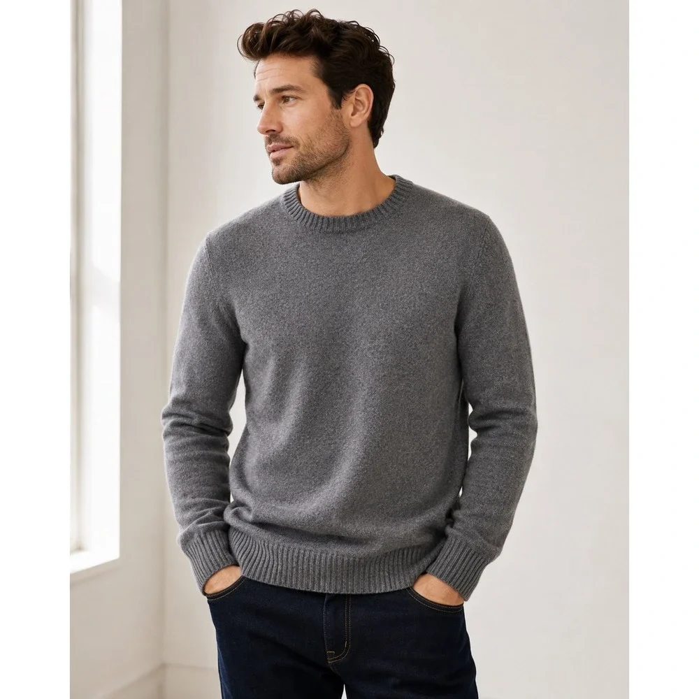 Banana Republic Mens Extra Fine Merino Wool Crewneck Sweater Grey L 379057-01